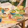 imageHomienly Wheat Straw Plates and Bowls Sets Dishes Set for 8 Wheat Straw Dinnerware Set for Kitchen 32Piece  Deep Plates Sets Cereal Bowls with Drinking Cups Microwave and Dishwasher Safe BlackMulticolor