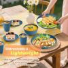 imageHomienly Wheat Straw Plates and Bowls Sets Dishes Set for 8 Wheat Straw Dinnerware Set for Kitchen 32Piece  Deep Plates Sets Cereal Bowls with Drinking Cups Microwave and Dishwasher Safe BlackBlue