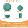 imageHomienly Wheat Straw Plates and Bowls Sets Dishes Set for 8 Wheat Straw Dinnerware Set for Kitchen 32Piece  Deep Plates Sets Cereal Bowls with Drinking Cups Microwave and Dishwasher Safe BlackGreen