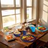 imageHomienly Wheat Straw Plates and Bowls Sets Dishes Set for 8 Wheat Straw Dinnerware Set for Kitchen 32Piece  Deep Plates Sets Cereal Bowls with Drinking Cups Microwave and Dishwasher Safe BlackIsland Series