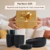 imageHomienly Wheat Straw Plates and Bowls Sets Dishes Set for 8 Wheat Straw Dinnerware Set for Kitchen 32Piece  Deep Plates Sets Cereal Bowls with Drinking Cups Microwave and Dishwasher Safe BlackBlack