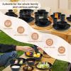 imageHomienly Wheat Straw Plates and Bowls Sets Dishes Set for 8 Wheat Straw Dinnerware Set for Kitchen 32Piece  Deep Plates Sets Cereal Bowls with Drinking Cups Microwave and Dishwasher Safe BlackBlack