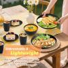 imageHomienly Wheat Straw Plates and Bowls Sets Dishes Set for 8 Wheat Straw Dinnerware Set for Kitchen 32Piece  Deep Plates Sets Cereal Bowls with Drinking Cups Microwave and Dishwasher Safe BlackBlack