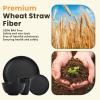 imageHomienly Wheat Straw Plates and Bowls Sets Dishes Set for 8 Wheat Straw Dinnerware Set for Kitchen 32Piece  Deep Plates Sets Cereal Bowls with Drinking Cups Microwave and Dishwasher Safe BlackBlack