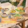 imageHomienly Wheat Straw Plates and Bowls Sets Dishes Set for 8 Wheat Straw Dinnerware Set for Kitchen 32Piece  Deep Plates Sets Cereal Bowls with Drinking Cups Microwave and Dishwasher Safe BlackGray