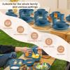 imageHomienly Wheat Straw Plates and Bowls Sets Dishes Set for 8 Wheat Straw Dinnerware Set for Kitchen 32Piece  Deep Plates Sets Cereal Bowls with Drinking Cups Microwave and Dishwasher Safe BlackBlue