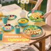 imageHomienly Wheat Straw Plates and Bowls Sets Dishes Set for 8 Wheat Straw Dinnerware Set for Kitchen 32Piece  Deep Plates Sets Cereal Bowls with Drinking Cups Microwave and Dishwasher Safe BlackGreen