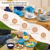 imageHomienly Wheat Straw Plates and Bowls Sets Dishes Set for 8 Wheat Straw Dinnerware Set for Kitchen 32Piece  Deep Plates Sets Cereal Bowls with Drinking Cups Microwave and Dishwasher Safe BlackIsland Series