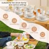 imageHomienly Wheat Straw Plates and Bowls Sets Dishes Set for 8 Wheat Straw Dinnerware Set for Kitchen 32Piece  Deep Plates Sets Cereal Bowls with Drinking Cups Microwave and Dishwasher Safe BlackWhite