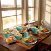 imageHomienly Wheat Straw Plates and Bowls Sets Dishes Set for 8 Wheat Straw Dinnerware Set for Kitchen 32Piece  Deep Plates Sets Cereal Bowls with Drinking Cups Microwave and Dishwasher Safe BlackGreen