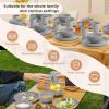 imageHomienly Wheat Straw Plates and Bowls Sets Dishes Set for 8 Wheat Straw Dinnerware Set for Kitchen 32Piece  Deep Plates Sets Cereal Bowls with Drinking Cups Microwave and Dishwasher Safe BlackGray