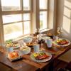 imageHomienly Wheat Straw Plates and Bowls Sets Dishes Set for 8 Wheat Straw Dinnerware Set for Kitchen 32Piece  Deep Plates Sets Cereal Bowls with Drinking Cups Microwave and Dishwasher Safe BlackGray