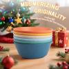 imageWheat Straw Bowl Sets of 6  36oz Cereal Bowls with Textured DesignLarge Soup Bowl  Microwave and Dishwasher Safe Ramen Bowl Set Alternative to Plastic Bowls for Serving SoupRamenSalad  MultiMulticolor
