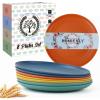 imageHomienly 10 inch Wheat Straw Dinner Plates Set of 8  Alternative to Plastic Microwave ampamp Dishwasher Safe Unbreakable Kids Plates with 4 Colors Classic BrightClassic Bright