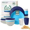 imageHomienly 40Piece Wheat Straw Dinnerware Sets Unbreakable Reusable Dinnerware Set Service for 8 Kitchen Cups Plates and Bowls Set Dishwasher Microwave Safe Dishes Set for Camping Party  MondrianIsland Matte