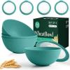 imageHomienly Wheat Straw Bowls with Lids Unbreakable 40 OZ Salad Container for Lunch Dishwasher Safe Cereal Bowl for Kitchen Camping Picnic 8 Piece Plastic Bowl Set includes 4 Bowls and 4 Lids BlackGreen