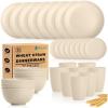 imageHomienly Wheat Straw Plates and Bowls Sets Dishes Set for 8 Wheat Straw Dinnerware Set for Kitchen 32Piece  Deep Plates Sets Cereal Bowls with Drinking Cups Microwave and Dishwasher Safe BlackBeige