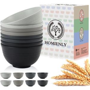imageHomienly Large Salad Bowls Large Soup Bowls Set of 8Wheat Straw BowlsServing Bowl Set for Wedding Parties 60 Oz Big Bowl for Kitchen Salad Soup Microwave and Dishwasher SafeMulti ColorGrey Stone