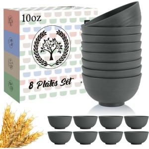 imageHomienly Large Salad Bowls Large Soup Bowls Set of 8Wheat Straw BowlsServing Bowl Set for Wedding Parties 60 Oz Big Bowl for Kitchen Salad Soup Microwave and Dishwasher SafeMulti ColorDark Gray