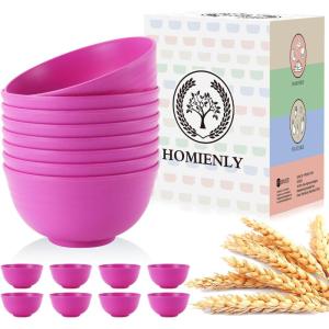 imageHomienly Large Salad Bowls Large Soup Bowls Set of 8Wheat Straw BowlsServing Bowl Set for Wedding Parties 60 Oz Big Bowl for Kitchen Salad Soup Microwave and Dishwasher SafeMulti ColorPink