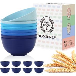 imageHomienly Large Salad Bowls Large Soup Bowls Set of 8Wheat Straw BowlsServing Bowl Set for Wedding Parties 60 Oz Big Bowl for Kitchen Salad Soup Microwave and Dishwasher SafeMulti ColorOcean