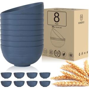 imageHomienly Large Salad Bowls Large Soup Bowls Set of 8Wheat Straw BowlsServing Bowl Set for Wedding Parties 60 Oz Big Bowl for Kitchen Salad Soup Microwave and Dishwasher SafeMulti ColorBlue