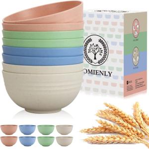 imageHomienly Large Salad Bowls Large Soup Bowls Set of 8Wheat Straw BowlsServing Bowl Set for Wedding Parties 60 Oz Big Bowl for Kitchen Salad Soup Microwave and Dishwasher SafeMulti ColorLight