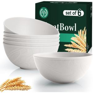 imageHomienly Large Salad Bowls Large Soup Bowls Set of 8Wheat Straw BowlsServing Bowl Set for Wedding Parties 60 Oz Big Bowl for Kitchen Salad Soup Microwave and Dishwasher SafeMulti ColorWhite