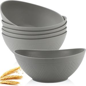 imageHomienly Wheat Straw Bowls Set Serving Bowls Plastic Bowls Reusable 26oz Microwave ampamp Dishwasher Safe Cereal Bowls Unbreakable for CerealSaladFruitSoup Bowls Modern Color6 PCSGrey