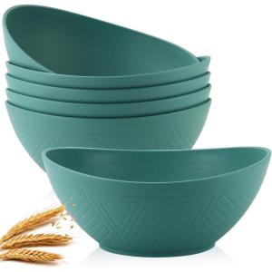 imageHomienly Wheat Straw Bowls Set Serving Bowls Plastic Bowls Reusable 26oz Microwave ampamp Dishwasher Safe Cereal Bowls Unbreakable for CerealSaladFruitSoup Bowls Modern Color6 PCSGreen