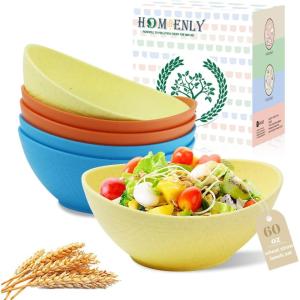 imageHomienly Wheat Straw Bowls Set Serving Bowls Plastic Bowls Reusable 26oz Microwave ampamp Dishwasher Safe Cereal Bowls Unbreakable for CerealSaladFruitSoup Bowls Modern Color6 PCSShoreline Color