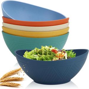 imageHomienly Wheat Straw Bowls Set Serving Bowls Plastic Bowls Reusable 26oz Microwave ampamp Dishwasher Safe Cereal Bowls Unbreakable for CerealSaladFruitSoup Bowls Modern Color6 PCSMulti