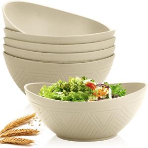 imageHomienly Wheat Straw Bowls Set Serving Bowls Plastic Bowls Reusable 26oz Microwave ampamp Dishwasher Safe Cereal Bowls Unbreakable for CerealSaladFruitSoup Bowls Modern Color6 PCSBeige