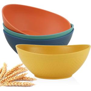 imageHomienly Wheat Straw Bowls Set Serving Bowls Plastic Bowls Reusable 26oz Microwave ampamp Dishwasher Safe Cereal Bowls Unbreakable for CerealSaladFruitSoup Bowls Modern Color4 PCSMulti