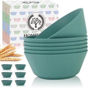 imageWheat Straw Bowl Sets of 6  36oz Cereal Bowls with Textured DesignLarge Soup Bowl  Microwave and Dishwasher Safe Ramen Bowl Set Alternative to Plastic Bowls for Serving SoupRamenSalad  MultiGreen