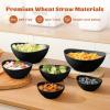 imageHomienly Wheat Straw Bowls Set Premium Wheat Straw Bowls Set of 6 Mixing Bowls for Kitchen Salad Cereal NutsMicrowave ampamp Dishwasher Safe Nesting Bowls Includes 3 SizesBlackBlack