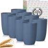 imageHomienly Wheat Straw Cups 8 PCS Plastic Cups Unbreakable Drinking Cup Reusable Dishwasher Safe Water Glasses with 4 Colors 12 OZNavy Blue