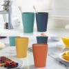 imageHomienly Wheat Straw Cups Set of 8 Unbreakable Drinking Cups Reusable Dishwasher Safe Water Glasses Kids Size 8 OZ8 PC Colorful