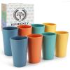 imageHomienly Wheat Straw Cups Set of 8 Unbreakable Drinking Cups Reusable Dishwasher Safe Water Glasses Kids Size 8 OZ8 PC Colorful