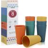imageHomienly Wheat Straw Cups Set of 8 Unbreakable Drinking Cups Reusable Dishwasher Safe Water Glasses Kids Size 8 OZ8 PC Colorful