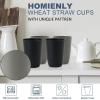 imageHomienly Wheat Straw Cups Set of 8 Unbreakable Drinking Cups Reusable Dishwasher Safe Water Glasses Kids Size 8 OZBlack Grey