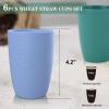 imageHomienly Wheat Straw Cups Set of 8 Unbreakable Drinking Cups Reusable Dishwasher Safe Water Glasses Kids Size 8 OZColorful