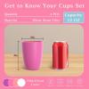 imageHomienly Wheat Straw Cups Set of 8 Unbreakable Drinking Cups Reusable Dishwasher Safe Water Glasses Kids Size 8 OZFlower Color