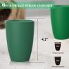 imageHomienly Wheat Straw Cups Set of 8 Unbreakable Drinking Cups Reusable Dishwasher Safe Water Glasses Kids Size 8 OZGreen Series