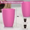 imageHomienly Wheat Straw Cups Set of 8 Unbreakable Drinking Cups Reusable Dishwasher Safe Water Glasses Kids Size 8 OZPink