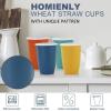imageHomienly Wheat Straw Cups Set of 8 Unbreakable Drinking Cups Reusable Dishwasher Safe Water Glasses Kids Size 8 OZwith Lid