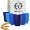imageHomienly Wheat Straw Cups Set of 8 Unbreakable Drinking Cups Reusable Dishwasher Safe Water Glasses Kids Size 8 OZOcean