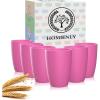 imageHomienly Wheat Straw Cups Set of 8 Unbreakable Drinking Cups Reusable Dishwasher Safe Water Glasses Kids Size 8 OZPink