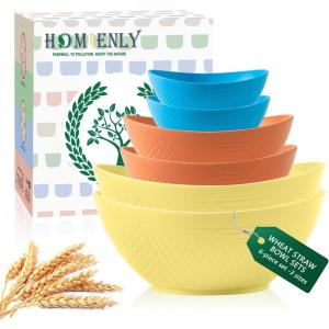 imageHomienly Wheat Straw Bowls Set Premium Wheat Straw Bowls Set of 6 Mixing Bowls for Kitchen Salad Cereal NutsMicrowave ampamp Dishwasher Safe Nesting Bowls Includes 3 SizesBlackShoreline