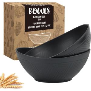 imageHomienly Wheat Straw Bowls Sets 6 Pieces Wheat Straw Salad Bowls MultiSize Bowls for Kitchen Camping Mixing Unbreakable Bowl Set for Salad SnackCereal Fruit Microwave Safe Island ThemeBlack